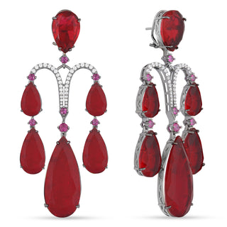 Red and Pink Stoned CZ Earrings