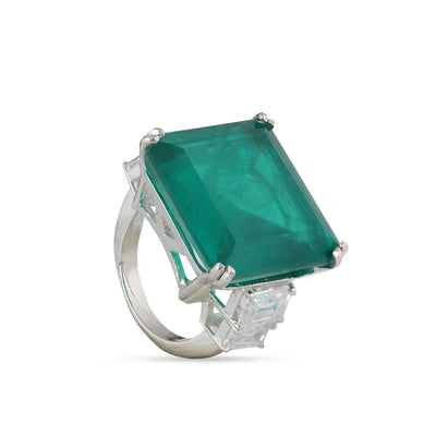 Aqua Green Stone CZ Ring