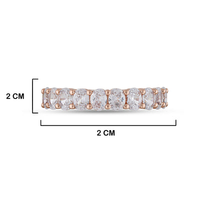 American Diamond Rose Gold Ring with measurements in cm. 2cm by 2cm.