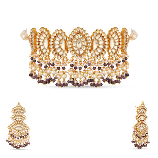 Brown Bead Kundan Choker Set