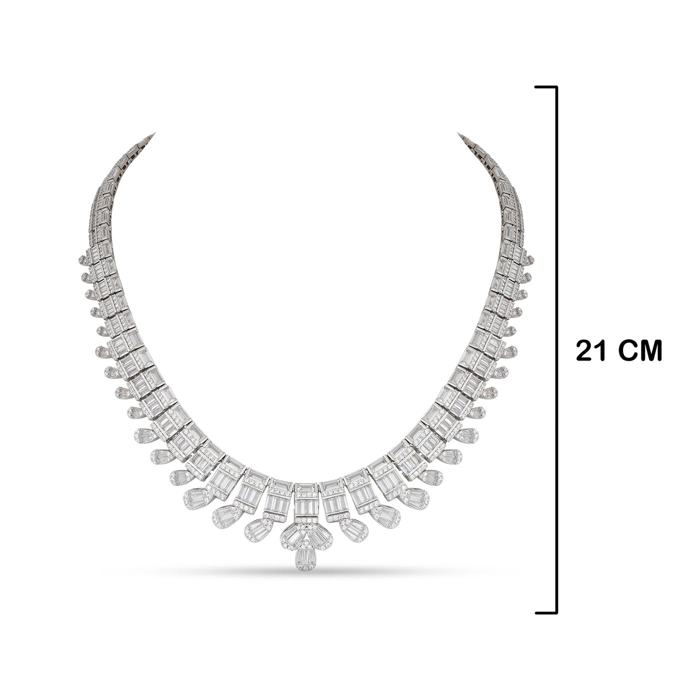 American Diamond Studded CZ Necklace with measurements in cm. 21cm.