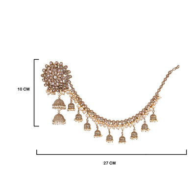 Kundan and Pearl Earrings with Saharay with Measurements