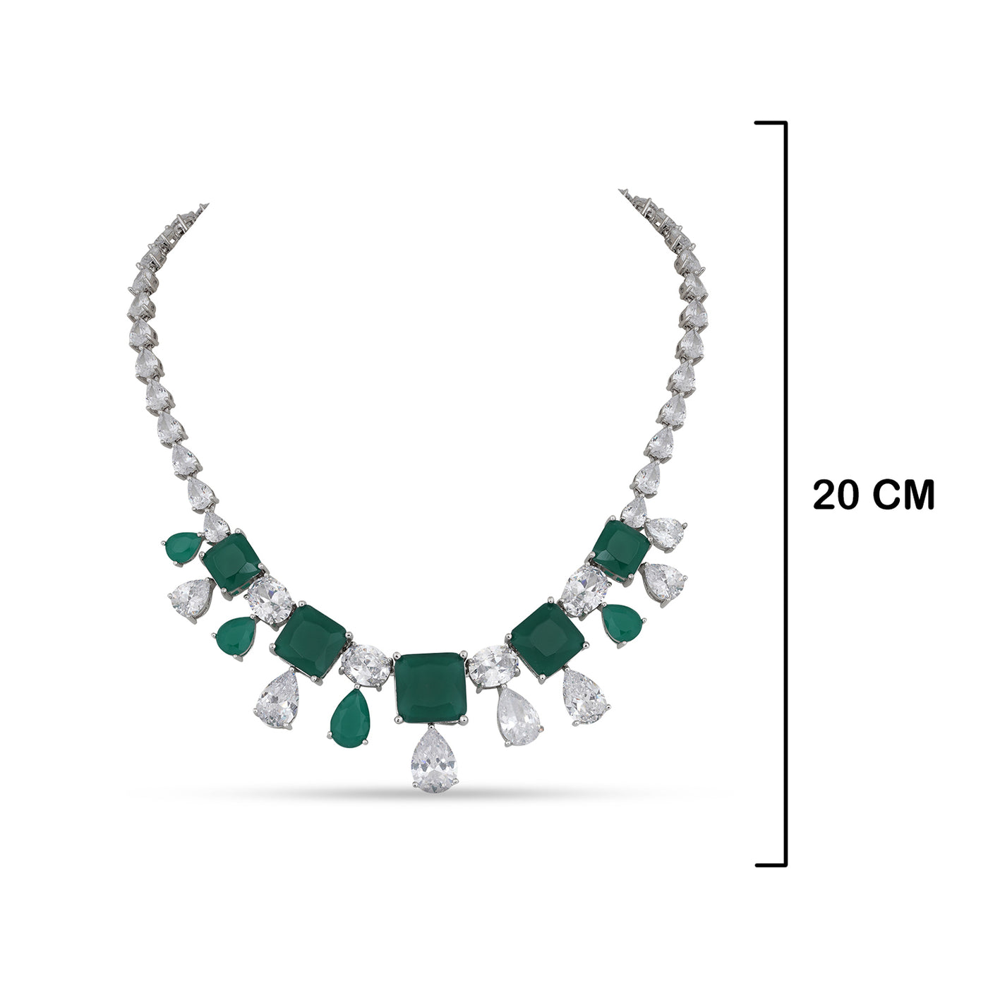 Cubic Zirconia Green Stone Necklace with measurements in cm. 20cm.