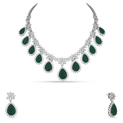 Green Gemstone CZ Necklace Set
