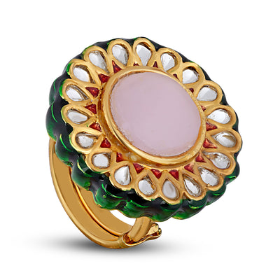 Pink Centred Meenakari Ring