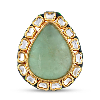 Green Centred Kundan Ring