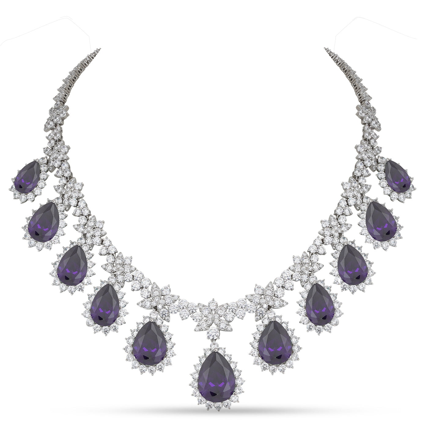 Purple Stoned CZ Necklace Set