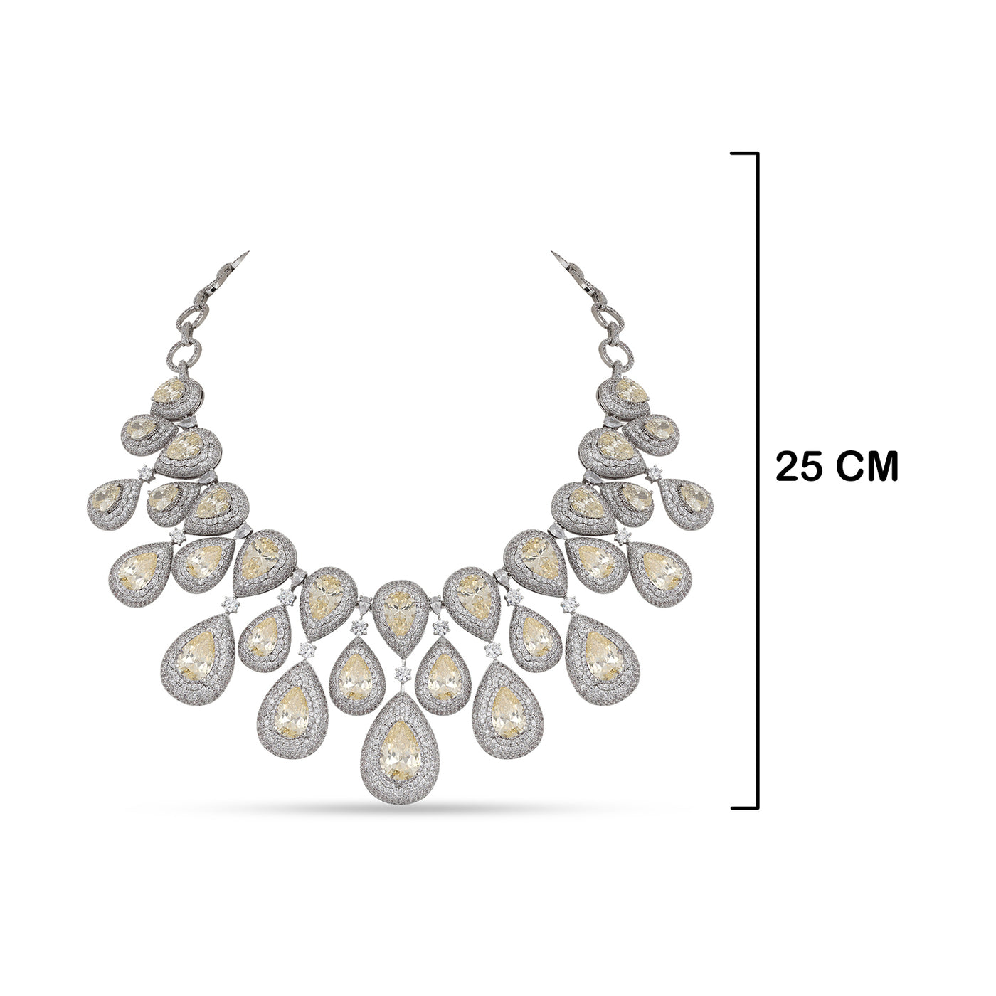 Yellow Stoned CZ Necklace with measurements in cm. 25cm.