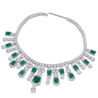 American Diamond and Green Stone Necklace Set