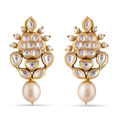 Pearl Dangle Kundan Earrings