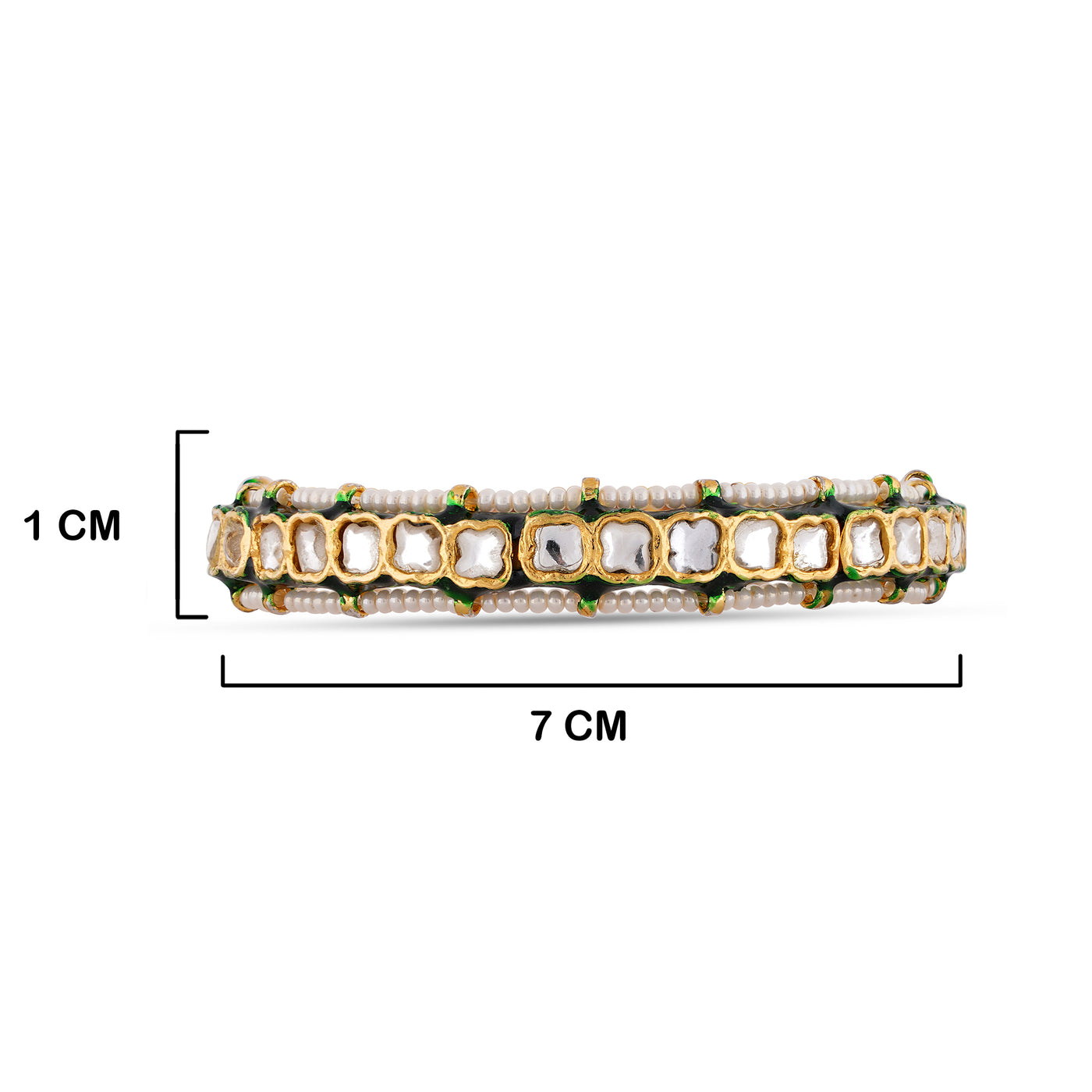  Pearled Meenakari Bangle with measurements in cm. 1cm by 7cm.