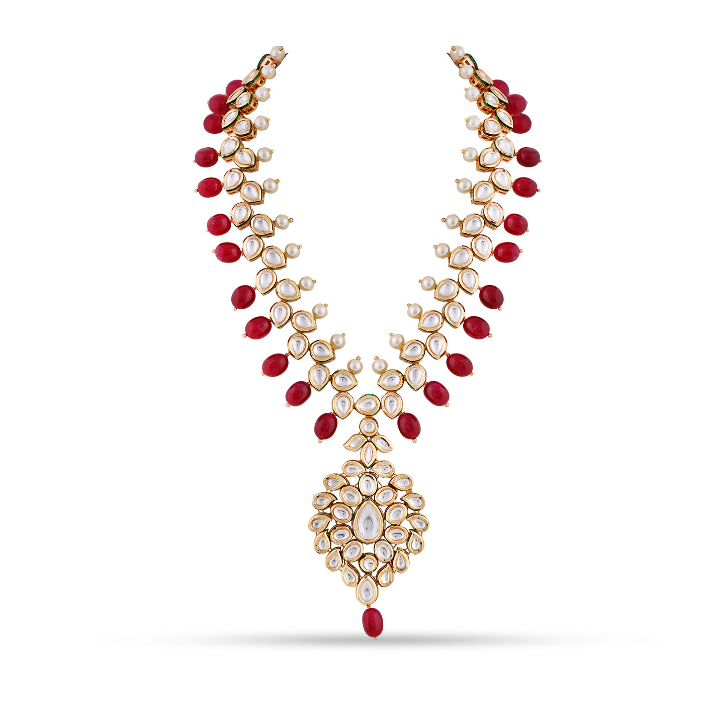 Red Drop Kundan Long Necklace