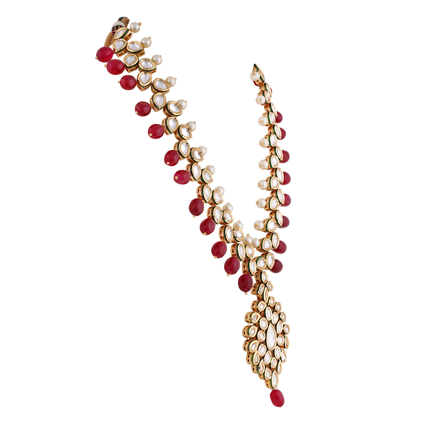 Red Drop Kundan Long Necklace