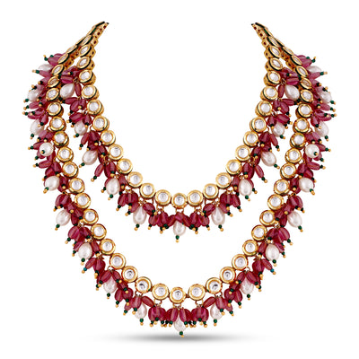 Red Double Layer Long Necklace 