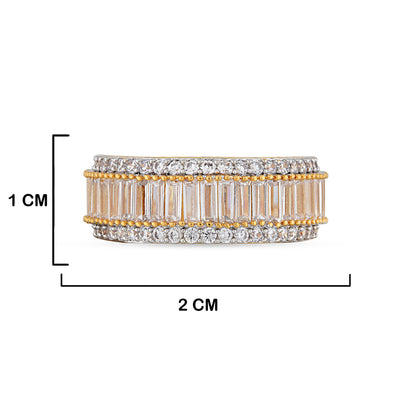  Cubic Zirconia Yellow Ring with measurements in cm. 1cm by 2cm.