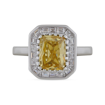 Cubic Zirconia Yellow Stone Ring 