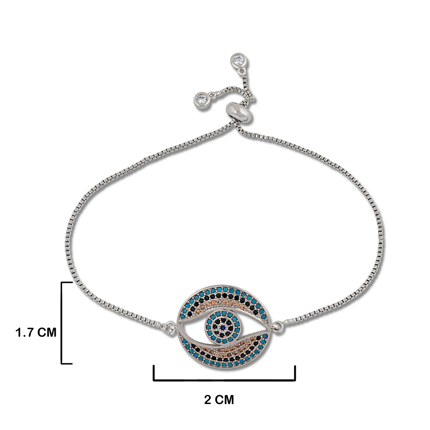 Beaded Evil Eye Bracelet with measurements in cm.
