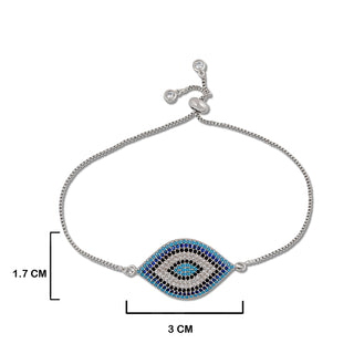 Colourful Beaded Evil Eye Bracelet with measurements in cm.