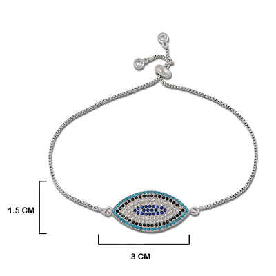 Multi Bead Evil Eye Bracelet with measurements in cm 1.5cm by 3cm.