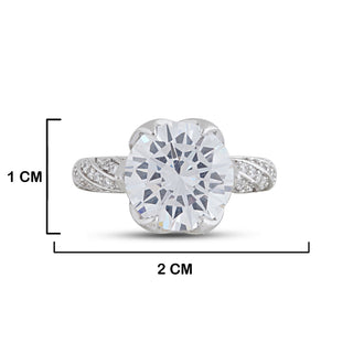 American Diamond Ring with measurements in cm. 1cm by 2cm.