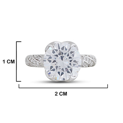 American Diamond Ring with measurements in cm. 1cm by 2cm.