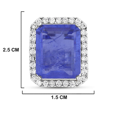 Purple Stone Cubic Zirconia Ring with measurements in cm. 2.5cm by 1.5cm.
