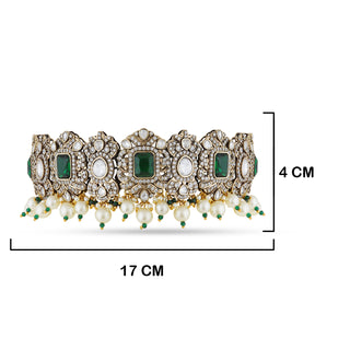  Green Stone Kundan Pearled Choker Set