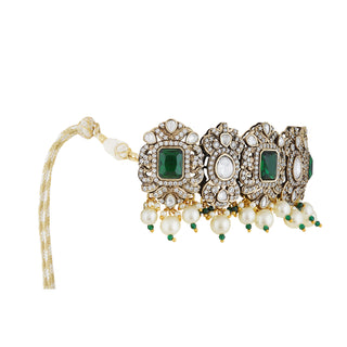  Green Stone Kundan Pearled Choker Set