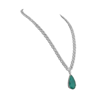 Emerald Green Single Stone Necklace Set