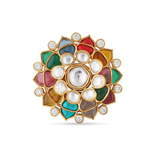 Polki Centred Multi Coloured Ring