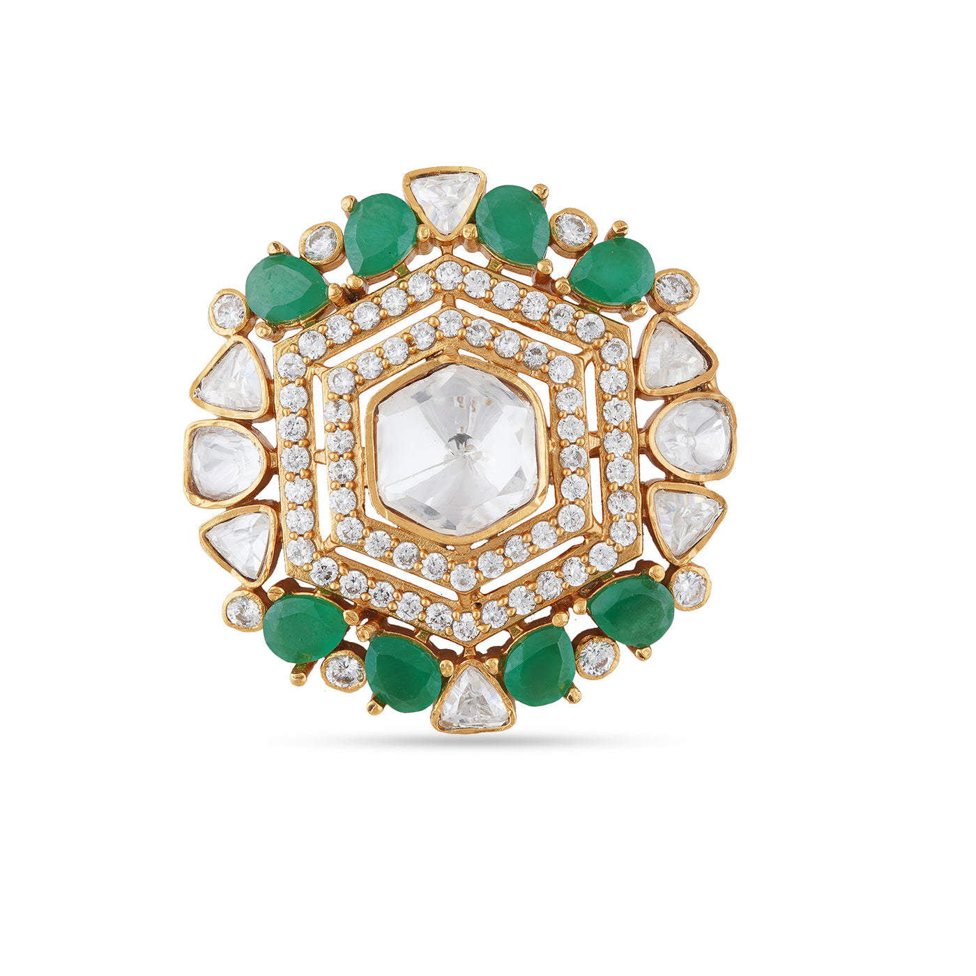 Dulce - Green and Polki Ring