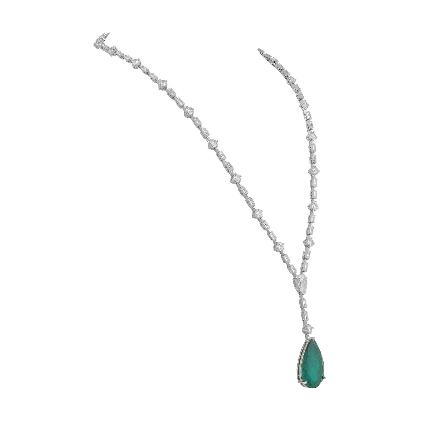 American Diamond and Emerald Green Stone Necklace Set