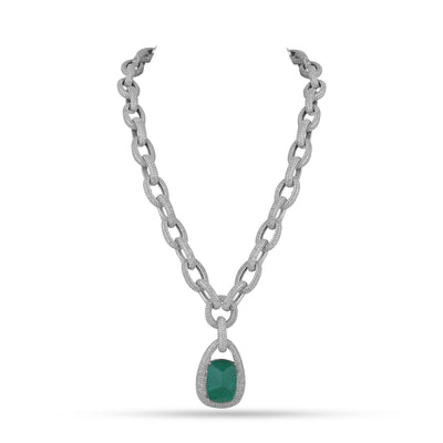 Cubic Zirconia Green Stone Necklace