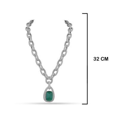 Cubic Zirconia Green Stone Necklace with measurements in cm. 32cm.