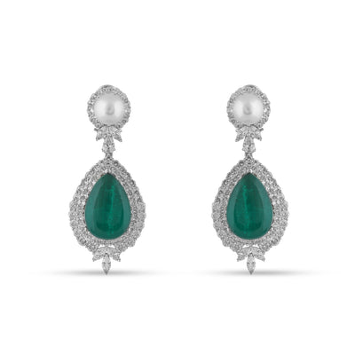 Cubic Zirconia Emerald Green Dangle Earrings