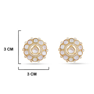 Flower Shaped Kundan Earrings with Measurements in cm