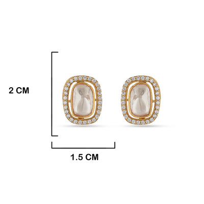 Polki Kundan Earrings with measurements in cm. 2cm by 1.5cm.