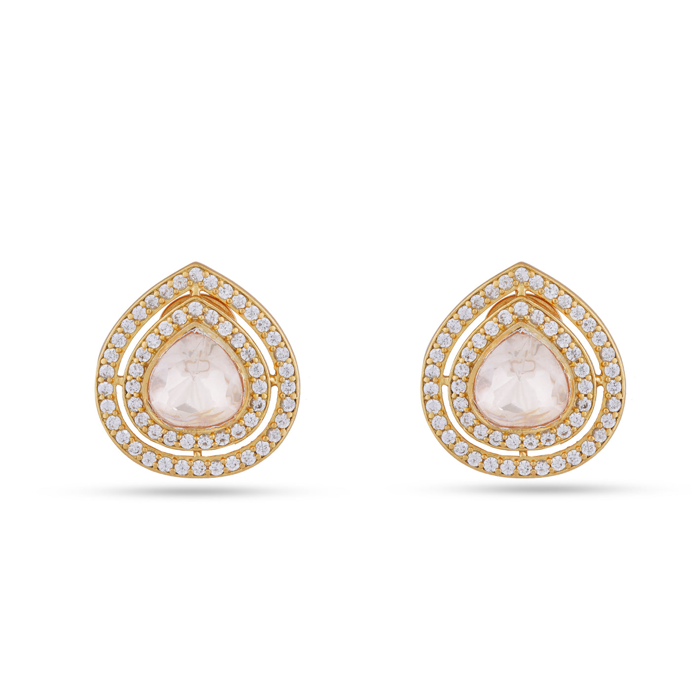 Polki Tear Drop Stud Earrings