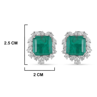 Green Stone Centred CZ Earrings