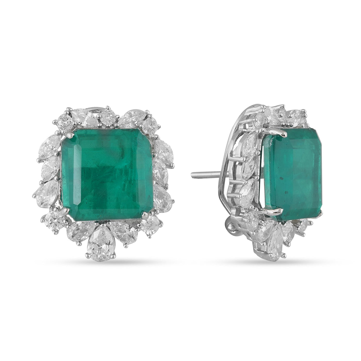 Green Stone Centred CZ Earrings