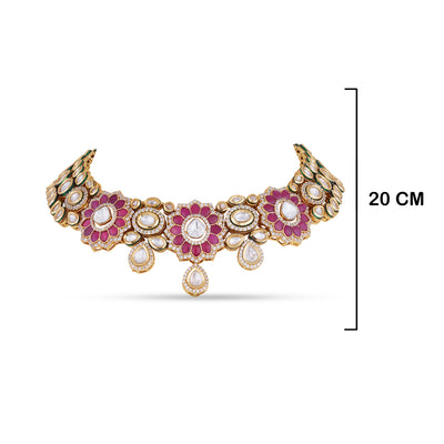  Red Stone Kundan Choker with Measurements in cm