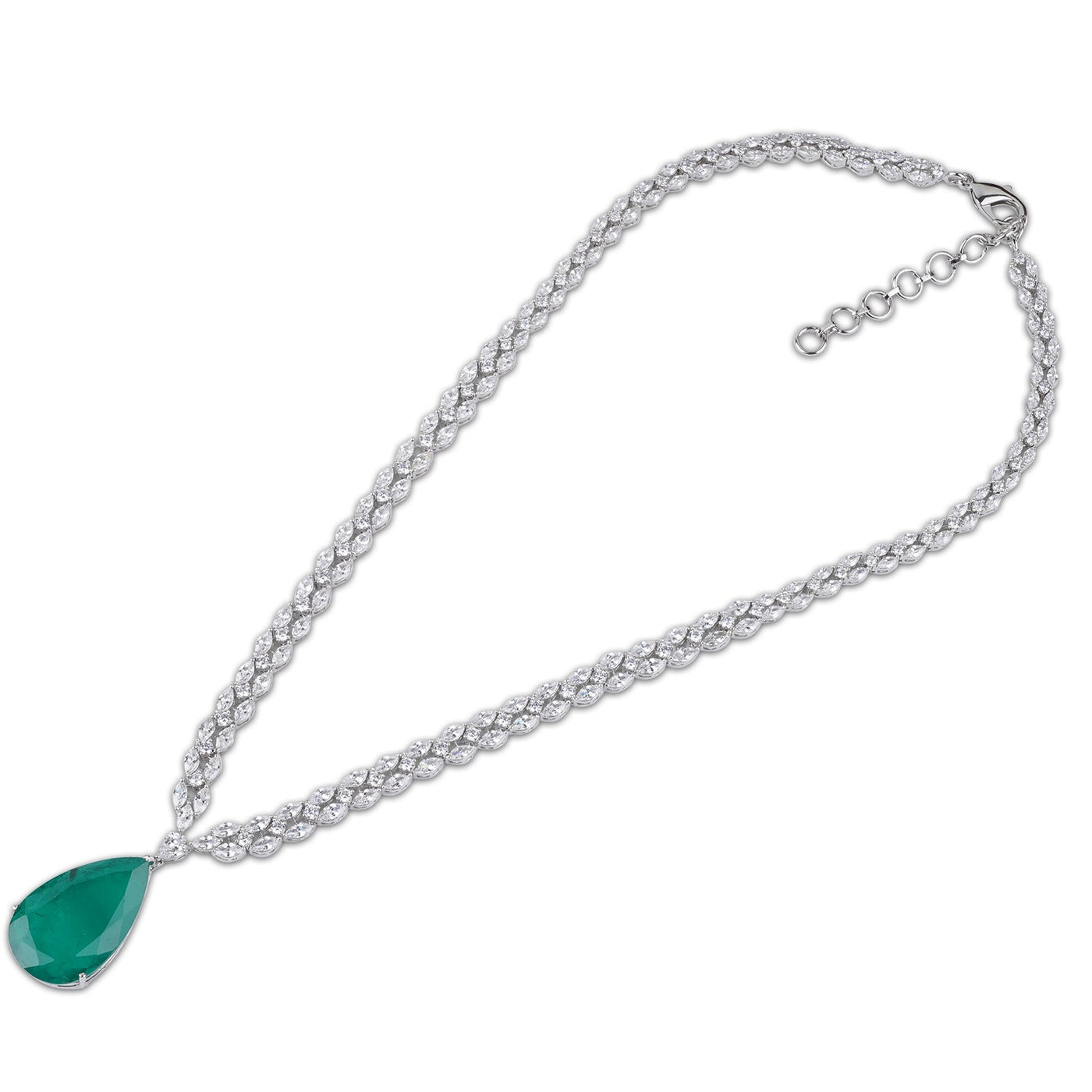  Emerald Green Single Stone Necklace Set