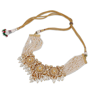 White Bead Kundan Choker Set