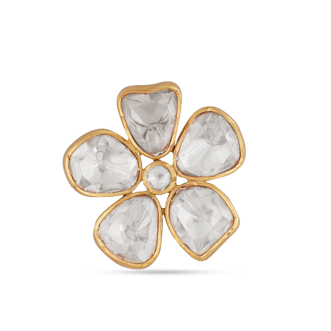 White Flower Shaped Kundan Ring