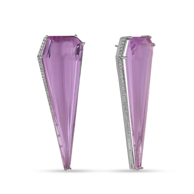 Lilac Glass CZ Long Earrings