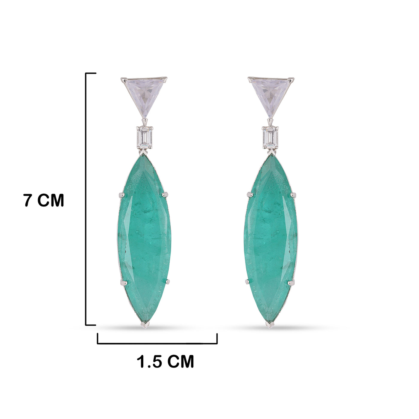 Green Oval Stone CZ Earrings