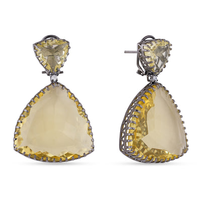 Yellow Glass Dangle Earrings
