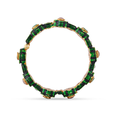  Floral Pink and Green Centred Bangle