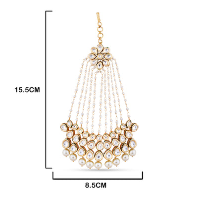  Pearl Stranded Polki Jhumar with measurements in cm. 15.5cm by 8.5cm.