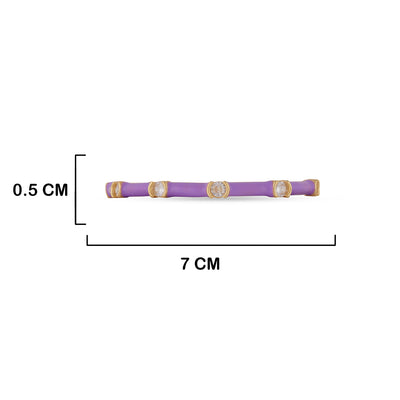Purple and Gold Bracelet with measurements in cm. 0.5cm by 7cm.